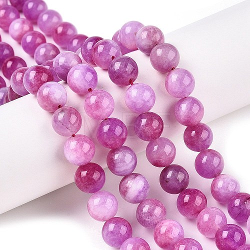 Dyed Natural White Jade Beads Strands G-T138-10mm-210-12-1