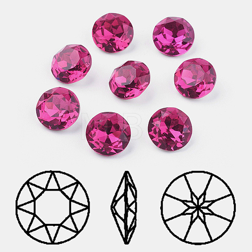 Pointed Back & Back Plated K9 Glass Rhinestone Cabochons RGLA-J012-8mm-502-1