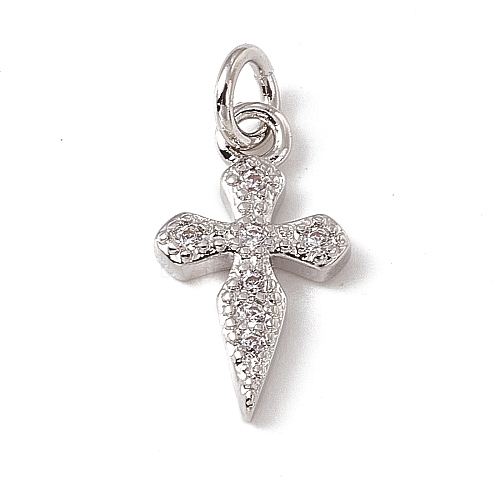 Brass Micro Pave Cubic Zirconia Charms ZIRC-F132-83P-1