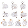 10Pcs 2 style Nuggets Natural Baroque Keshi Pearl Pendants PALLOY-TAC0304-2