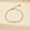 Korean Style 201 Stainless Steel Crystal Rhinestone Double Letter L Link Bracelets for Women NJ2607-4