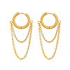 304 Stainless Steel Double Chain Tassel Hoop Earrings for Women MX0764-6