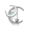 Alloy Crystal Rhinestone Double Moon Brooches JEWB-C037-03P-1
