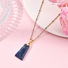 Natural Lapis Lazuli Faceted Trapezoid Pendant 304 Stainless Steel Satellite Chain Necklaces NJEW-JN06071-01-1