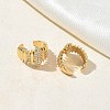 C-Shaped with Oval Brass Micro Pave Clear Cubic Zirconia Cuff Earrings EJEW-L316-01G-09-3