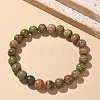 Natural Unakite Bead Stretch Bracelets X-BJEW-K212-B-006-1