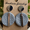 Flat Round with Rectangle Brass Polymer Clay Dangle Stud Earrings FS-WG657FE-01-1