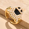 Ghost Brass Enamel Cuff Rings for Women RJEW-B117-02G-1