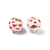 Valentine's Day Spray Painted & Printed Wood European Beads WOOD-L023-03J-2