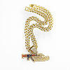 Hiphop Style Zinc Alloy Full Crystal Rhinestone Enamel Gun Shaped Pendant Cuban Link Chain Necklaces for Men WG2EDE4-01-2