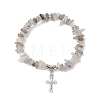 3Pcs Natural Mixed Gemstone Chip Beaded Stretch Bracelets BJEW-JB12316-3