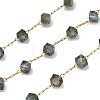 Handmade 304 Stainless Steel Glass Beads Cube Link Chains CHS-B011-04G-01-1