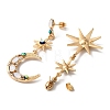 Rhinestone Moon & Star Asymmetrical Earrings EJEW-WH0004-56-2