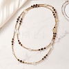 Round Natural Tiger Eye & Nuggets Topaz Beaded Wrap Long Necklaces NJEW-JN05907-01-1