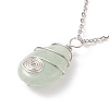 Teardrop Copper Wire Wrapped Natural Gemstone Pendants Necklace NJEW-JN03927-6