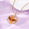 Brass Enamel Pendant 304 Stainless Steel Round Snake Chain Necklaces for Women KK-CBA3D94-01A-G-1