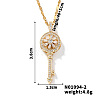 Fashionable Brass Inlaid Zircon Rotating Key Pendant Necklaces AC5521-2