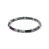 Bohemian Natural Indian Agate & Platinum Synthetic Non-magnetic Hematite Beaded Stretch Bracelets for Women Men NY1304-9-1