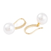 Rack Plating Brass Cubic Zirconia ABS Pearl Earring Hooks EJEW-S219-16G-01-2