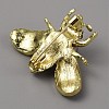 White Imitation Pearl with Rhinestone Bee Brooch Pin AJEW-WH0329-82E-2