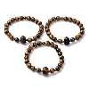 Natural Tiger Eye Beaded Stretch Bracelet for Women BJEW-A145-01E-4