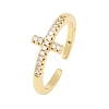 Brass Micro Pave Cubic Zirconia Cuff Rings KK-H093-19G-4