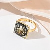 Brass Epoxy Cuff Open Rings for Women RJEW-K264-17G-02-3