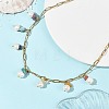 Natural Mixed Stone Chip and Pearl Tassel 304 Stainless Steel Paperclip Chain Necklaces for Women NJEW-JN06528-01-1