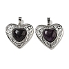 Natural Amethyst Peach Love Heart Pendants G-G158-01N-1