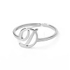 Adjustable 201 Stainless Steel Letter Open Cuff Rings for Women FS-WG61269-30-1