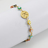 Colorful 304 Stainless Steel & Evil Eye Enamel Flat Round Link Bracelets FS-WGB13F5-11-3