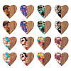  16Pcs 8 Colors Transparent Resin & Walnut Wood Pendants RESI-TA0002-16-2