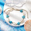 Natural Mixed Cowrie Shell with Synthetic Turquoise Beaded Anklets AJEW-AN00596-04-2