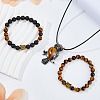 Alloy Owl Pendant Necklace & Beaded Stretch Bracelets SJEW-FI0001-06-7