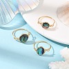 3Pcs Natural Paua Shell with Copper Wire Finger Rings for Women RJEW-JR01112-1