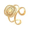 Square with Sun 304 Stainless Steel Open Cuff Rings for Women LS-RJEW-M046-01G-2