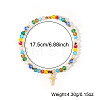Natural Stone and Glass Faceted Rondelle Beaded Stretch Bracelets with Brass Religion Cross Charms for Women KR8721-6-2