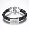 Men's Braided Leather Cord Bracelets BJEW-H559-15G-3