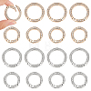 16Pcs 4 Styles Alloy Crystal Rhinestone Spring Gate Rings RB-WR0001-01-1