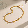 6MM 304 Stainless Steel Flat Snake Chain Necklaces with Clear Cubic Zirconia Tassel for Women AU3115-1