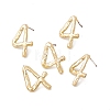 Brass Number Stud Earrings with 925 Sterling Silver Pins for Women EJEW-A077-01D-2