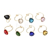 304 Stainless Steel with Glass Cuff Rings for Women RJEW-K309-41A-4