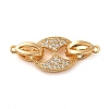 Brass Micro Pave Clear Cubic Zirconia Fold Over Clasps KK-M270-07G-1