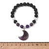 Natural Amethyst & Lava Rock & Shell Pearl Charm Bracelets BJEW-JB13705-5