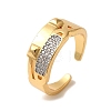 Rack Plating Brass Micro Pave Clear Cubic Zirconia Cuff Rings for Women RJEW-G325-13H-GP-1