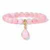 Synthetic Rose Quartz Beaded Stretch Bracelets PW-WGB60EB-02-1-1