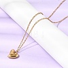 304 Stainless Steel Heart Pendant Necklaces & Bracelets & Stud Earrings Sets SJEW-P008-01G-2