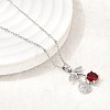 Brass Pave Clear and Red Cubic Zirconia Cherry Pendant 304 Stainless Steel Cable Chain Necklaces for Women NJEW-H092-05P-3