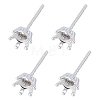 2 Pairs 925 Sterling Silver Stud Earring Settings STER-BC0002-89B-1