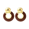 Flat Round Brass Enamel Stud Earrings EJEW-B120-06G-01-2